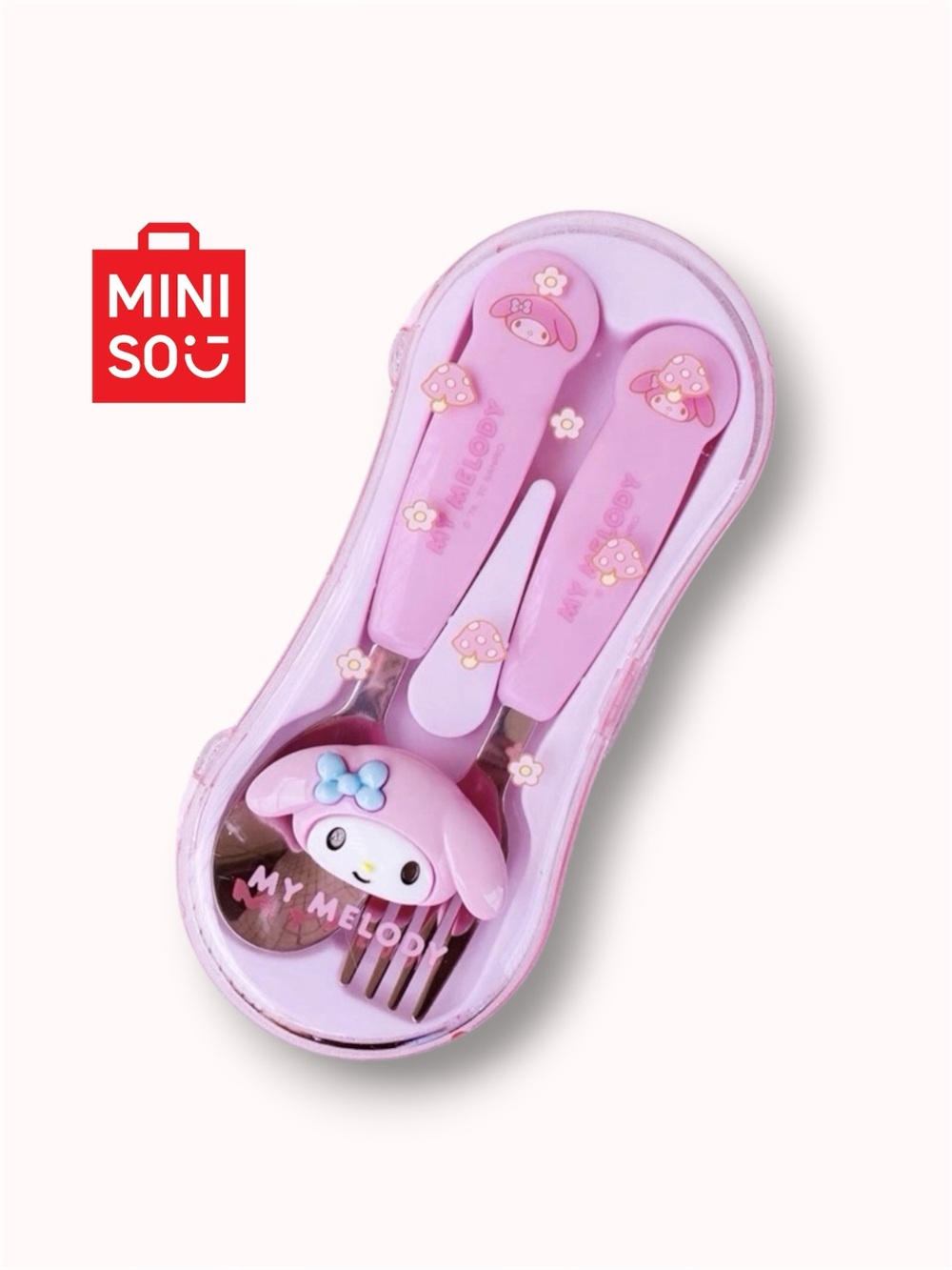 Miniso Sanrio My Melody portable stainless steel cutlery set